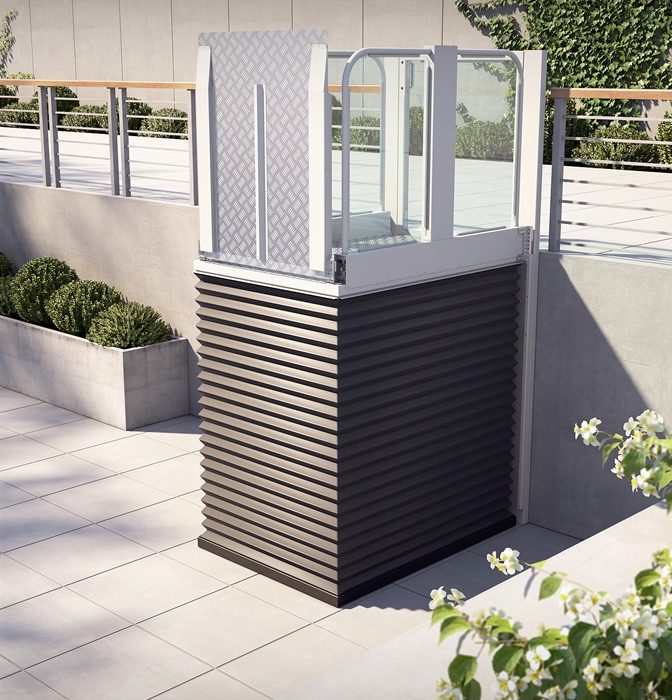 vertical platform lift exterior with ramp up AGB145